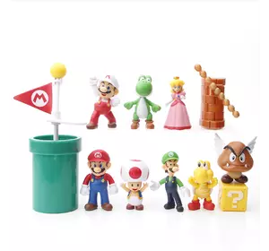 Супер Марио Super Mario набор братьев Марио 12 фигурок Луиджи Йоши Жаба Купа Гумба детские игровые фигурки 2-7 см