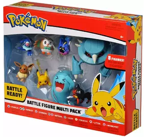Покемон фигурки Pokemon Mega Battle Pack Боевой набор Роулет Попплио Литтен Иви Пикачу Космог Метанг Воббаффет 4-7 см игровой набор 8 шт