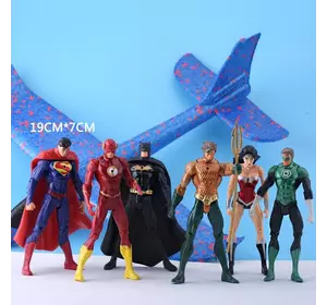 Супергерои Лига справедливости Бэтмен, Чудо-женщина, Супермен, Зеленый Фонарь, Аквамен, Флеш фигурки 6шт игровые фигурки 19см