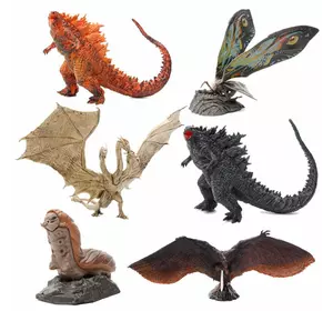 Годзилла и Монстры Мотра, Кинг Гидора, Родан, Огненная Годзилла Godzilla and Monsters набор годзилла 6шт
